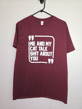 Maroon Cat Lover T-Shirt – 'Me and My Cat' Graphic